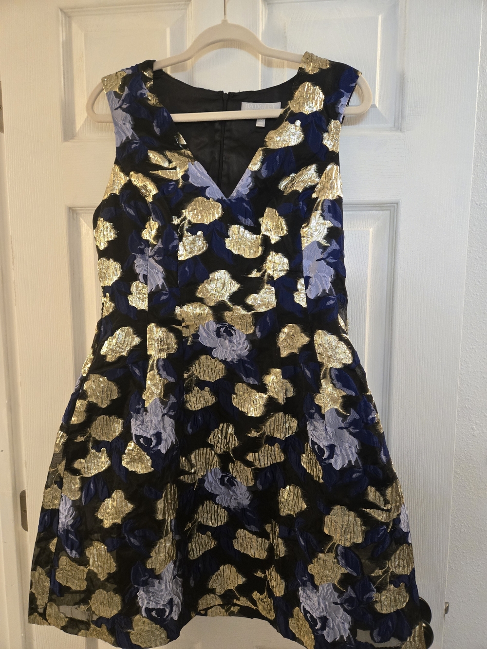 Badgley Mischka Black, Blue And Gold Fit And Flare